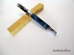 Stylo plume en bois de Loupe de Peuplier stabilisé bleu