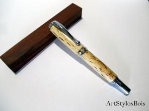 Curly birch wood rollerball pen