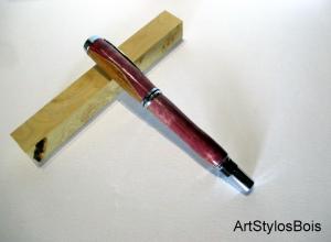 Stylo roller en bois d'Amaranthe et Iroko