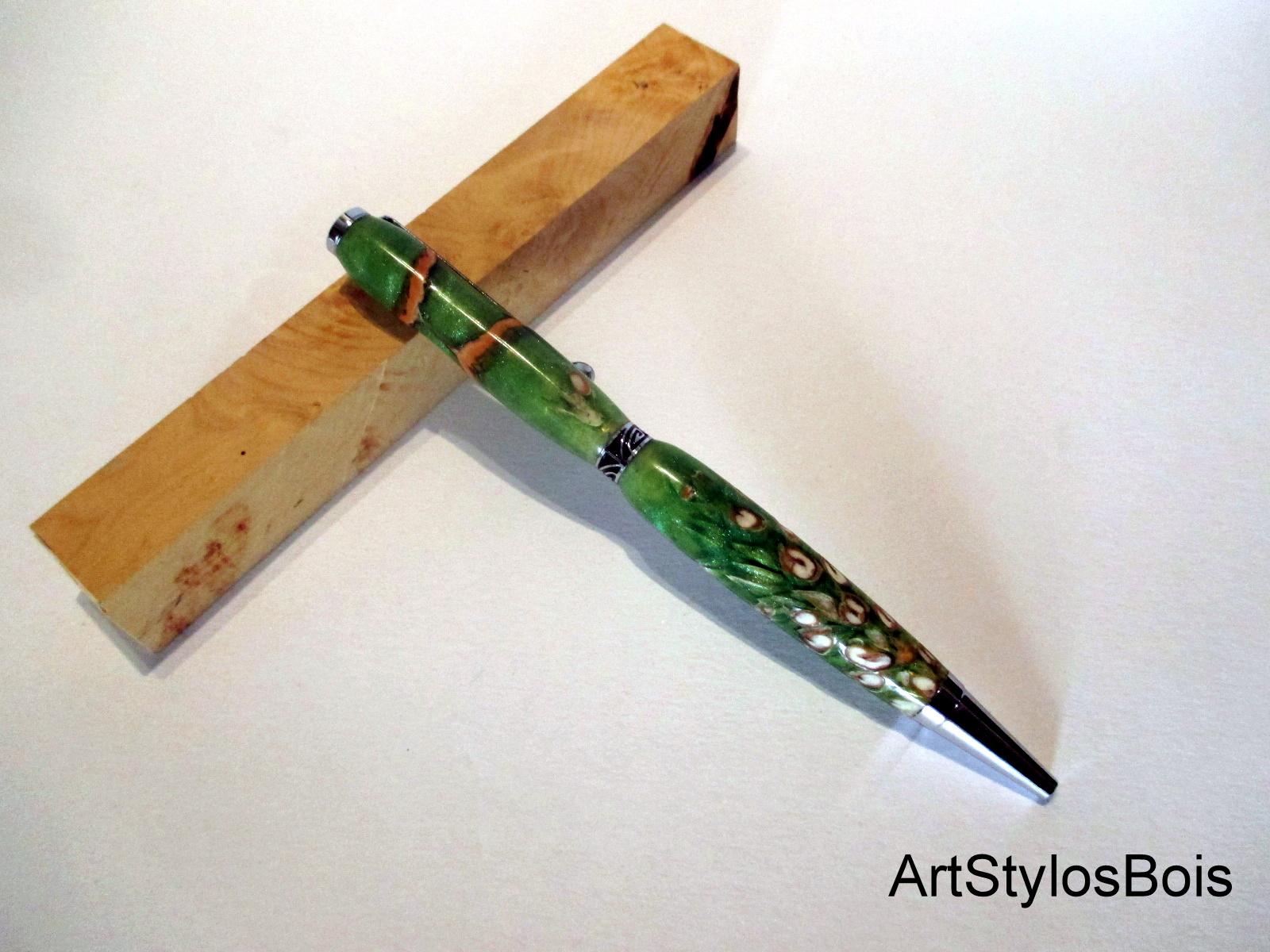 Stylo Résine Artisanale en Epi de blé et coque de noix !
