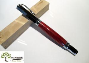 Stylo plume en bois de tourillon stabilisé rouge