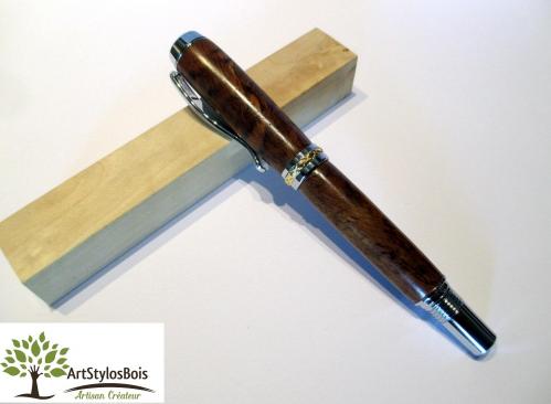 Stylo roller en bois de loupe de manguier