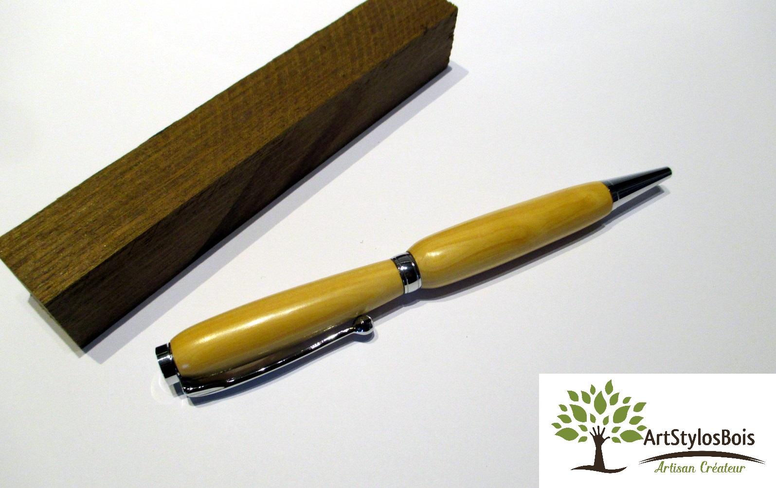 Stylo à bille en bois artisanal, encre noire, vente au meilleur prix